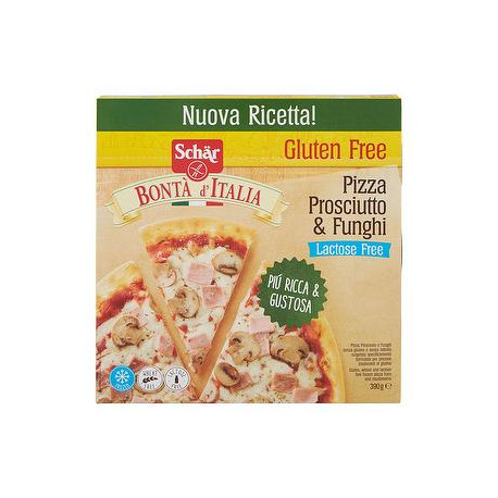 Pizza prosciutto e funghi senza glutine e senza lattosio bontà d'italia SCHÄR 390gr