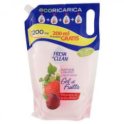 Ecoricarica sapone liquido mani e viso Gel di Frutta FRESH & CLEAN fragola e ciliegia 1,2l