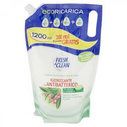 Ecoricarica sapone liquido mani e viso FRESH & CLEAN igienizzante con antibatterico tè verde e verbena 1,2l
