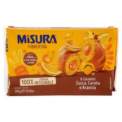 Cornetti integrali Fibrextra MISURA arancia carota e zucca 300gr conf. da 6 pezzi