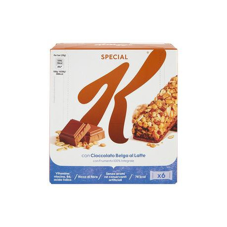Barrette di cereali Special K KELLOGG'S con cioccolato belga al latte 120gr conf. da 6 pezzi