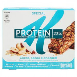 Barrette di cereali Protein Special K KELLOGG'S cocco cacao e anacardi 112gr conf. da 4 pezzi
